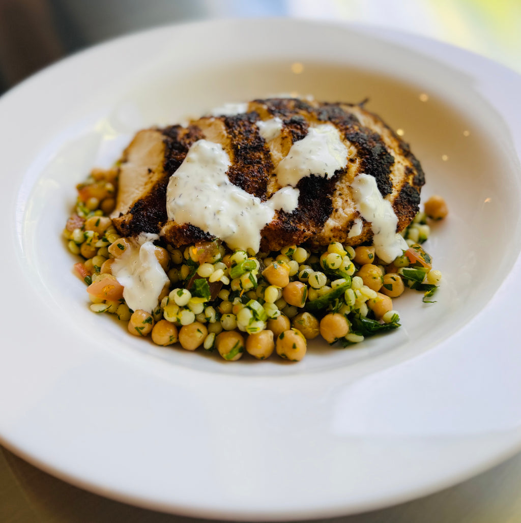 Tuscan Chicken w/Pearl Cous Cous & Mint Yoghurt